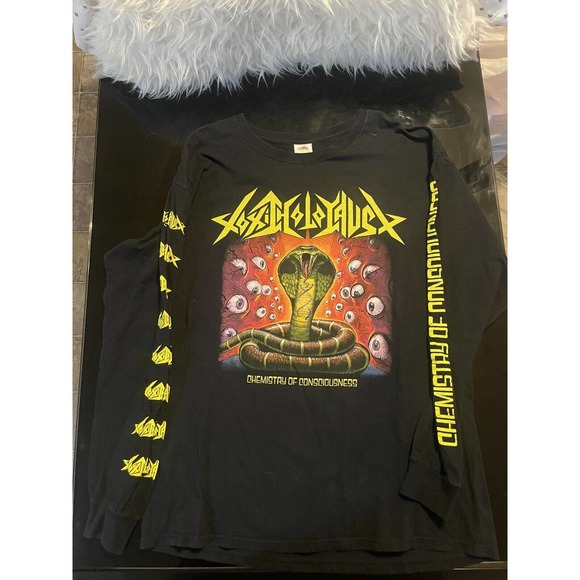 Slipknot Print Long-Sleeve Band T-Shirt (Band Tee, Made in the UK, Men's Size M) cotton black type Vintage Second Hand
